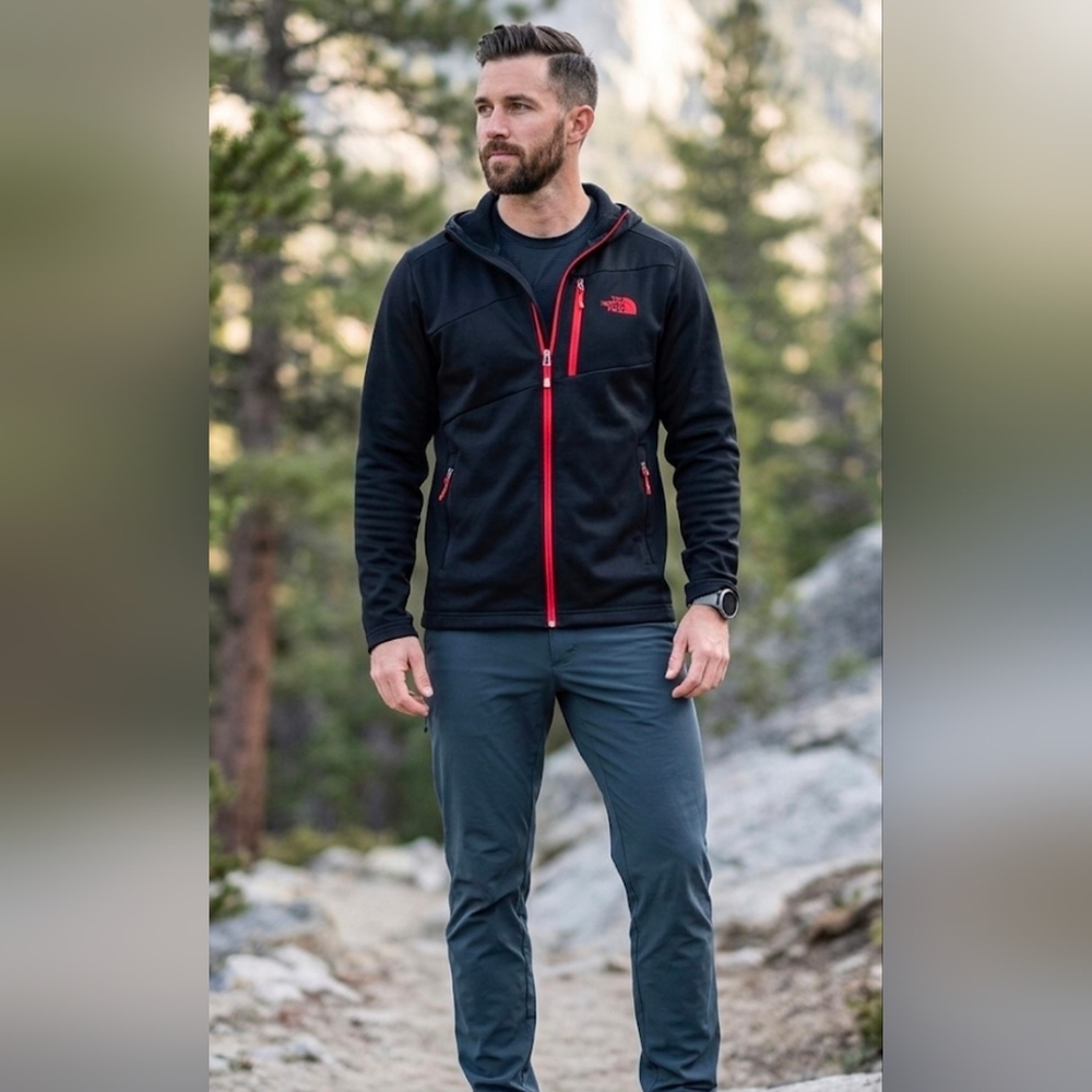 The North Face Black Jacket with Red Accents